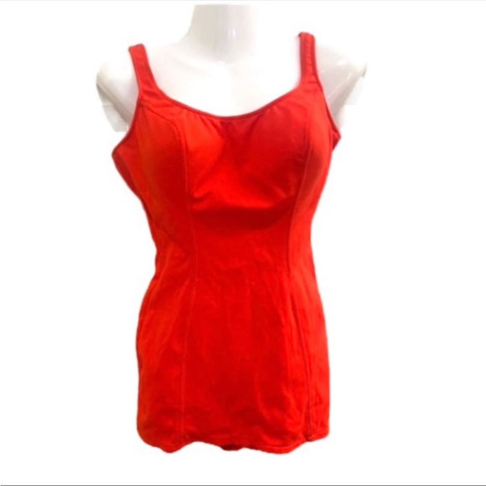 Vintage 1950s orange one piece swimsuit pinup medium